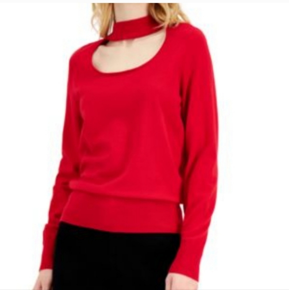 INC INTERNATIONAL CONCEPTS RED SCOOP CUTOUT MOCK-NECK SWEATER MEDIUM - Picture 8 of 8